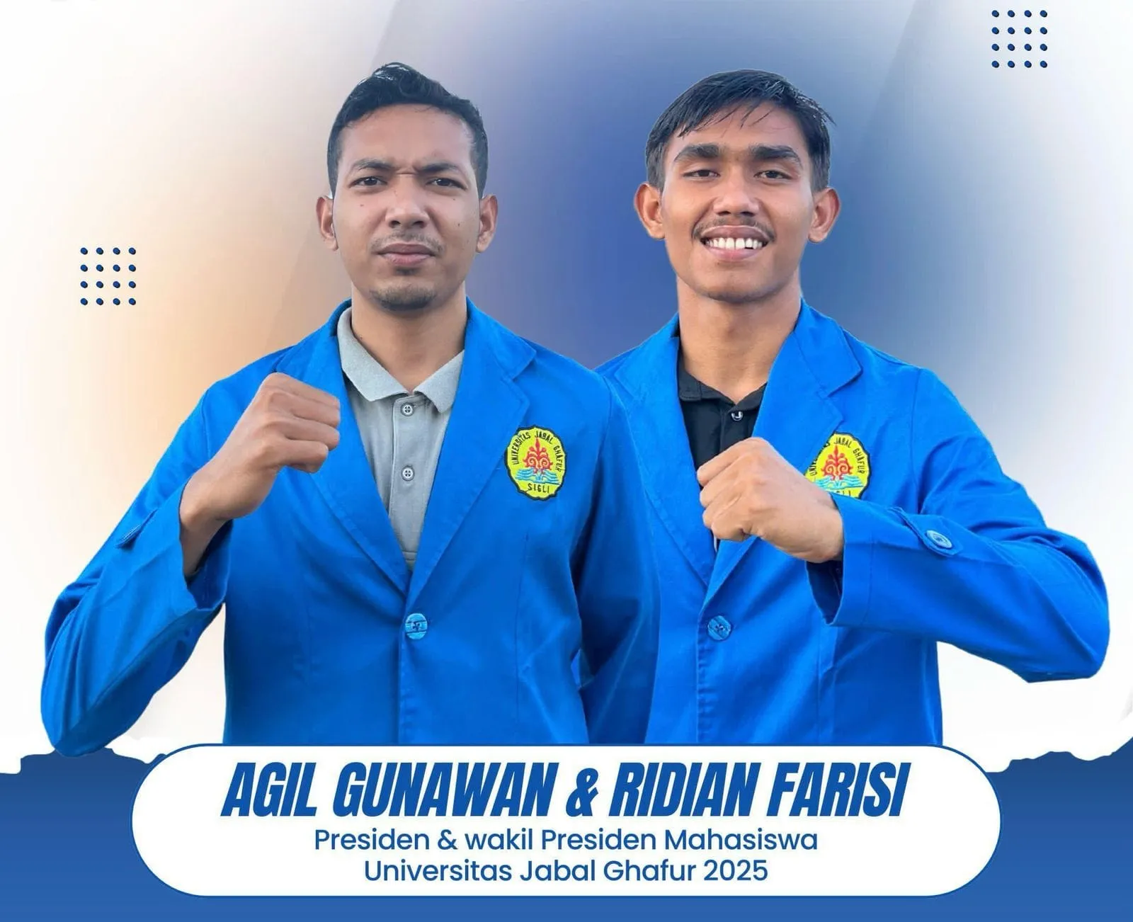 Foto: Paslon 02 Moh. Agil Gunawan & Ridian Farisyi dalam Pemilihan Presiden Mahasiswa (PEMIRA) UNIGHA 2025