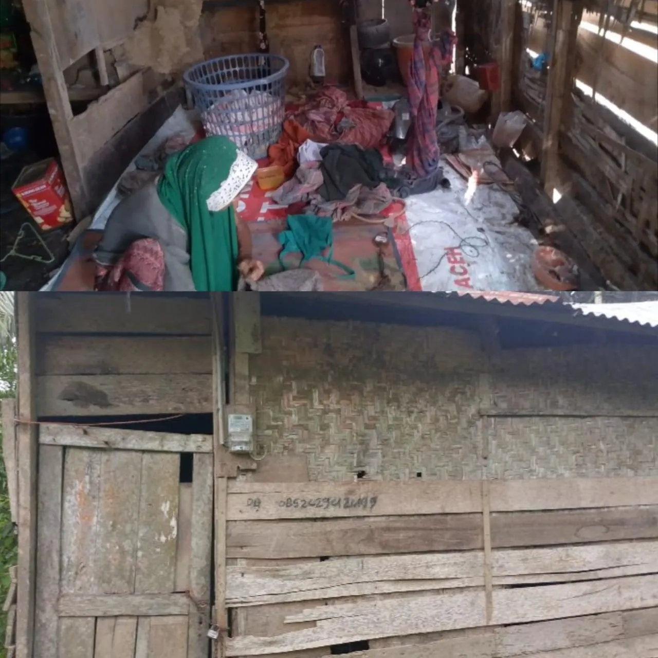 Foto: Kondisi Rumah Yang Ditempati Tihawa, Janda Lansia Gampong Tempel, Kecamatan Cot Girek