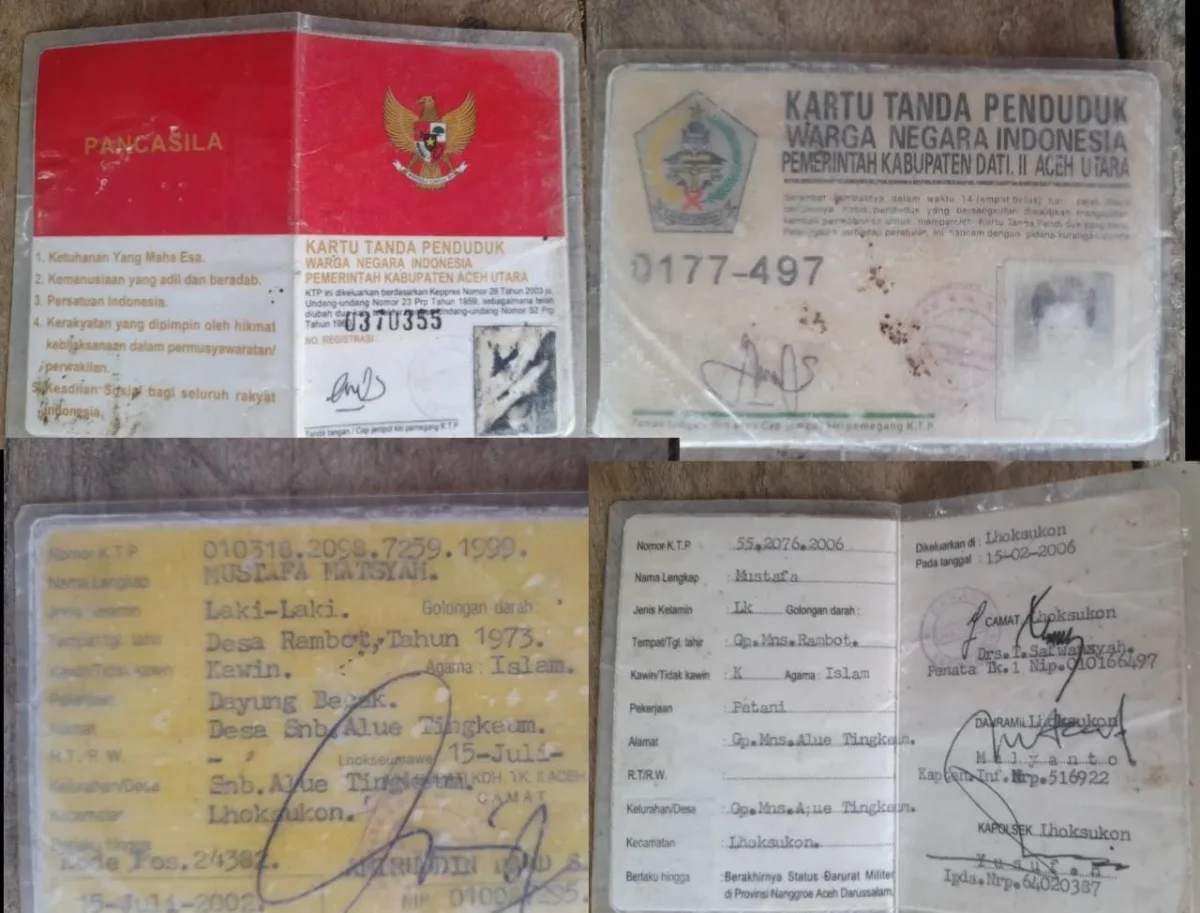 Foto: KTP Merah Putih dan KTP Kuning Desa Warga Alue Tingkeum Yang Sekarang Berubah Menjadi Dusun Tunduk Kepada Desa Manyang, Kecamatan Lhoksukon